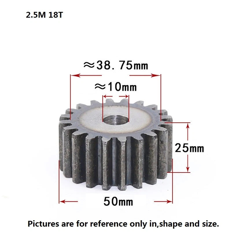 2.5 Mod 12T-75T Spur Gears pitch 7.85mm 45# Steel Pinion Motor Gear Thick 25mm