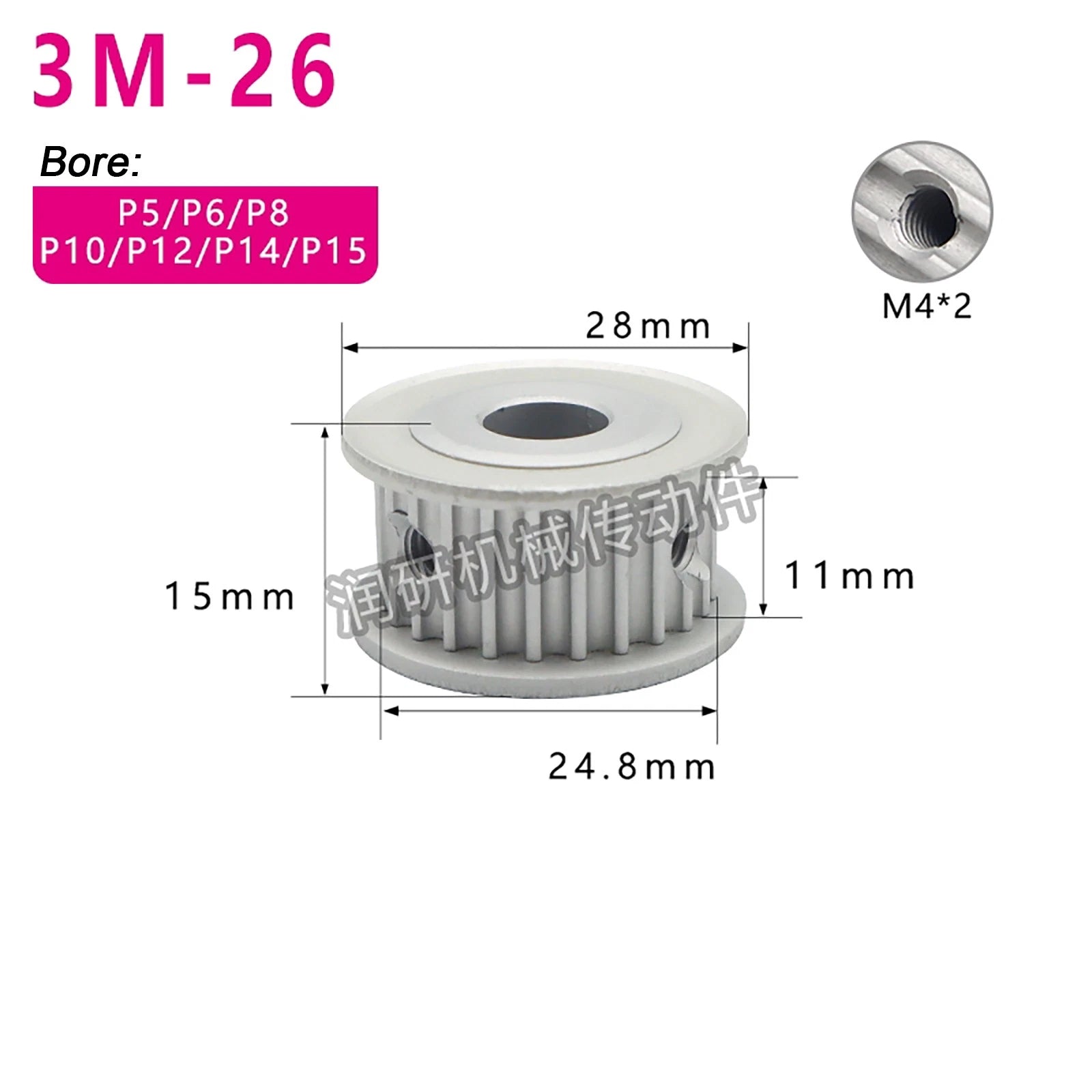 3M HTD Timing Pulley 3mm pitch 11mm Belt Width Smooth Idler Drive Spring Clamp