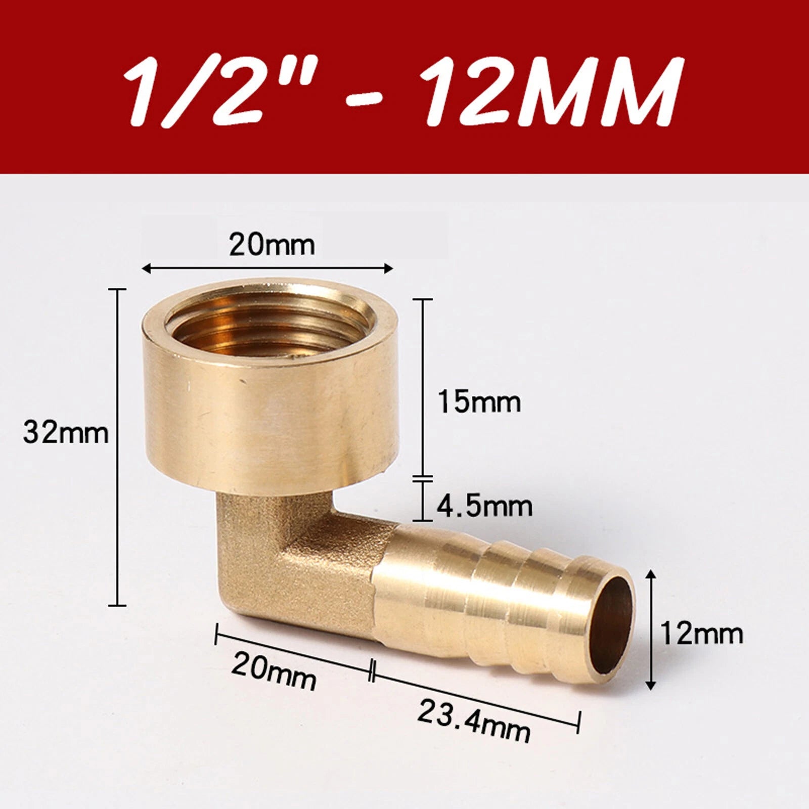 Brass 90° Elbow Barbed Hose Tail Fitting — Male & Female NPT Thread, Air Water