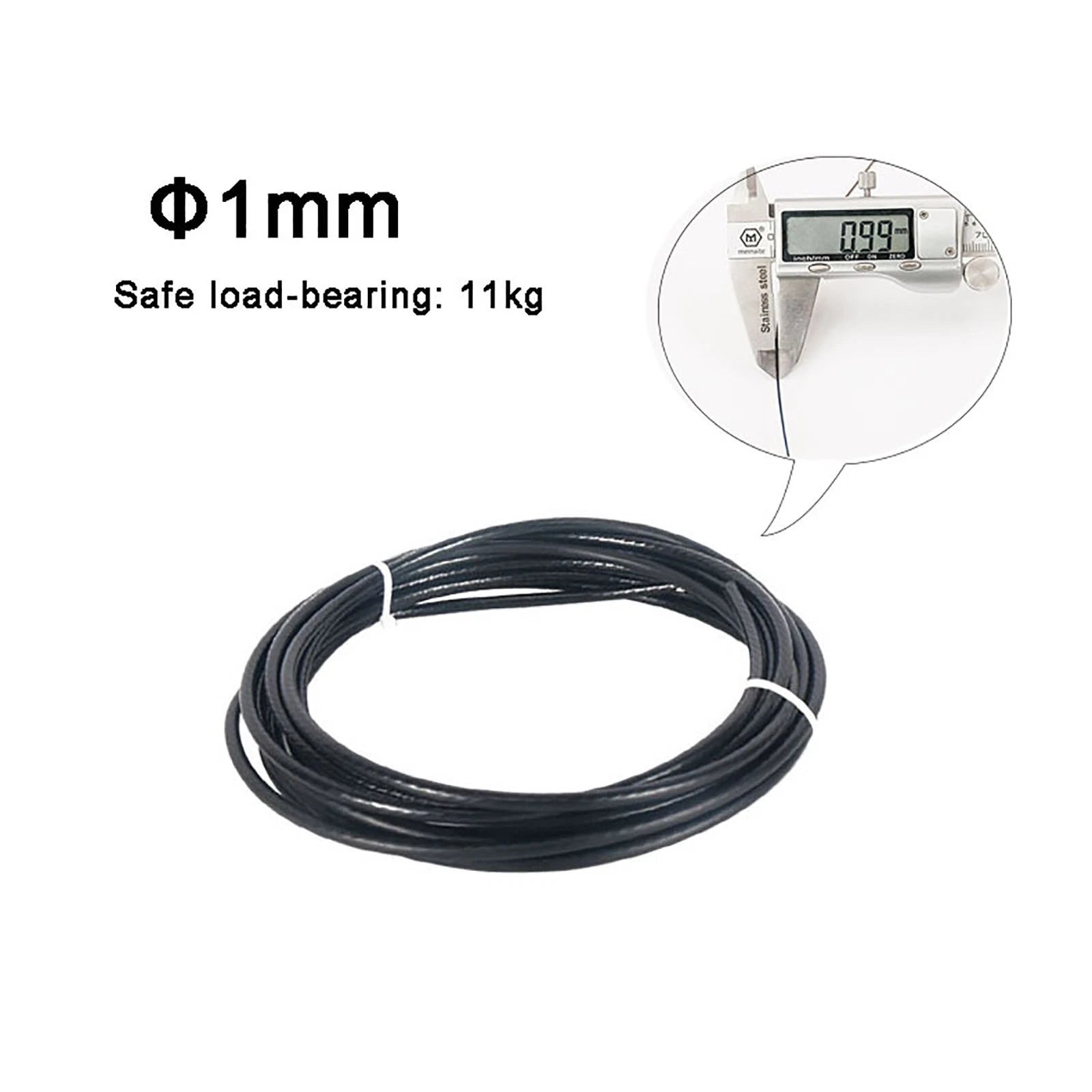 Stainless Steel Wire Rope Lifting Metal Cable Clear Black PVC Coated Φ0.6mm-5mm