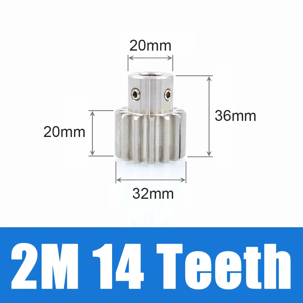 2 Module 12~30 Teeth, 8mm-25mm Bore Stainless Spur Gear, Drive Gearbox With Hub