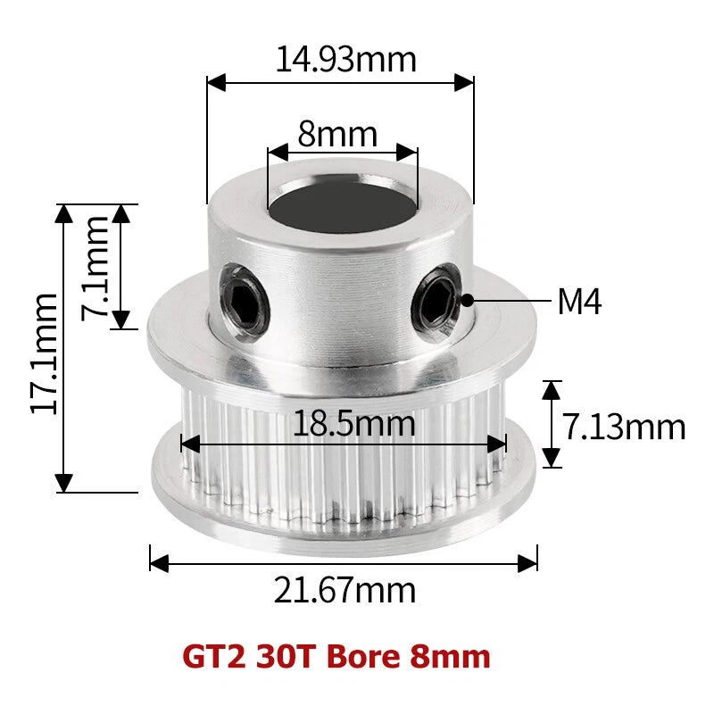 2GT 16T-40T Timing Belt Pulley Synchronous Aluminium 3D Printer Extruder Gear