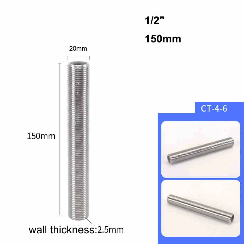 Male Thread Stud Rod A2 Stainless Steel Connector Pipe Fitting — 1/4" to 2"