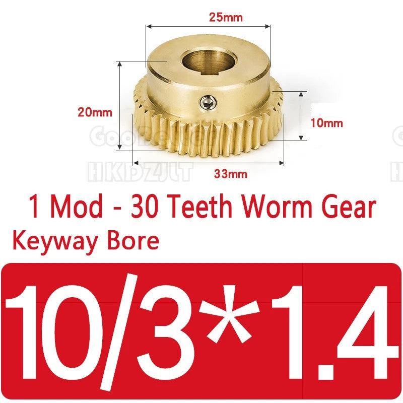 Module 1 Brass Worm Gear Wheel 30 Tooth 45# Steel Rod Worm Gear Shaft Precision