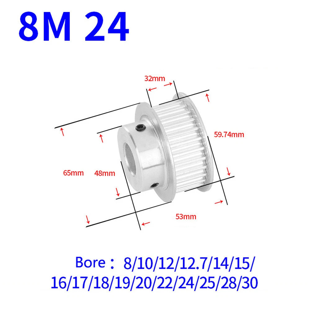 HTD-8M 12T-60T Timing Belt Pulley Pitch 8mm BF-type CNC Drive Pulleys Width 32mm