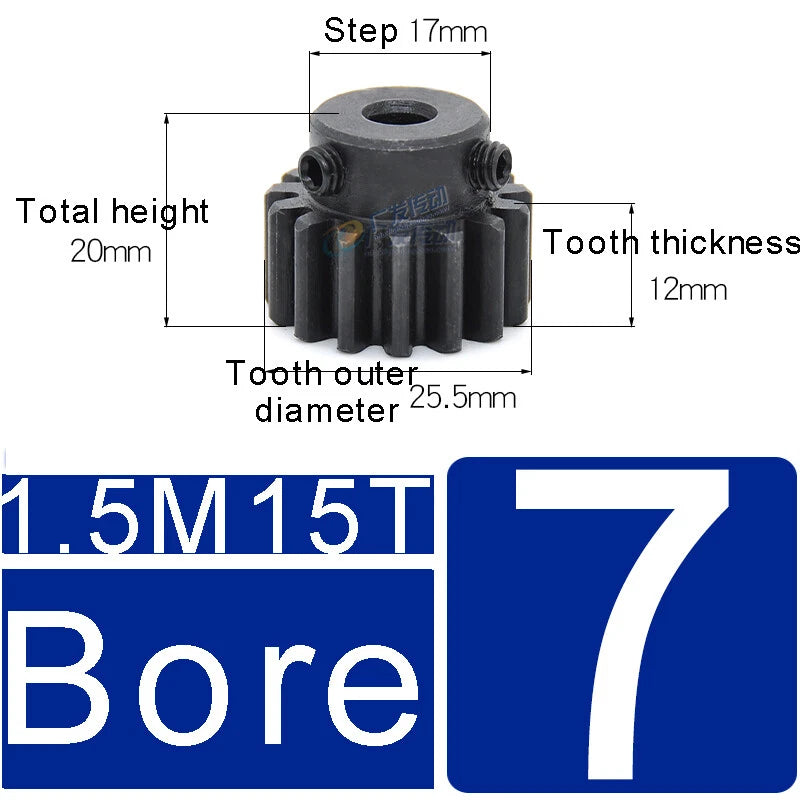 1.5Mod 45# Steel Spur Gears 10-150T Pinion Gear With Step Motor Gear Bore 5-25mm