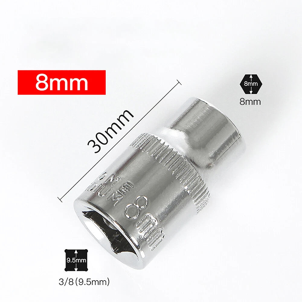 3/8" 6mm-24mm Hex Socket Drive Screwdriver Drill Set Ratchet Wrench Adapter Rod