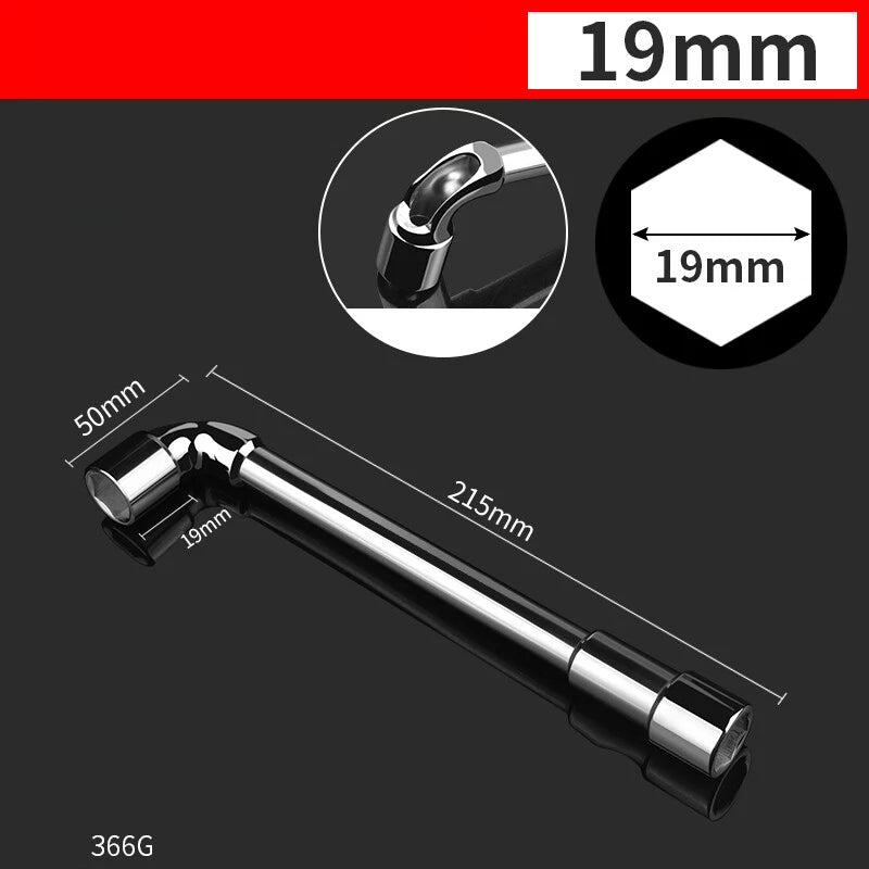 L-Shaped Perforated Hex Socket Wrench Bore Diameter 8-19mm Chrome Vanadium Steel