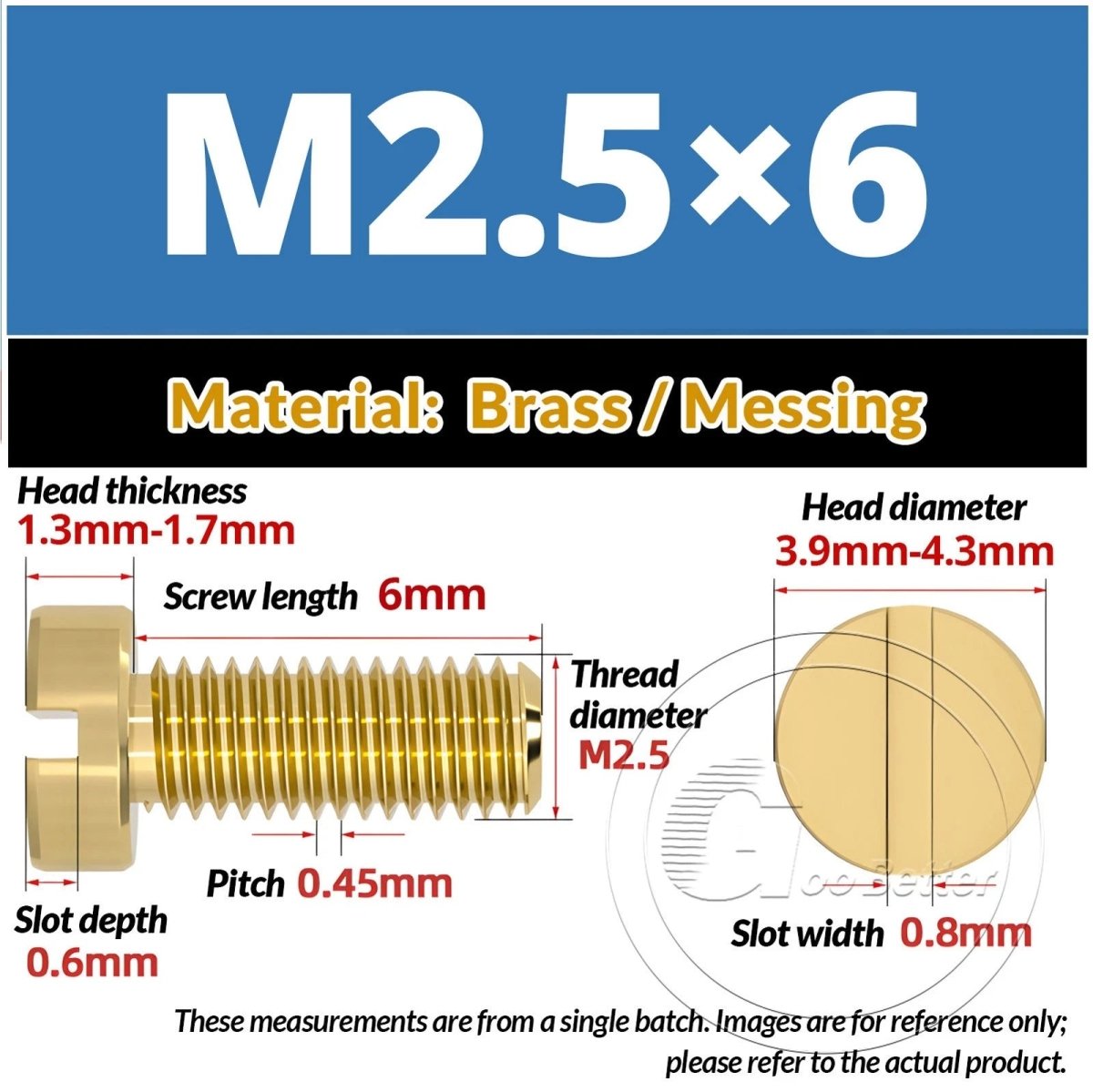 Brass Slotted Pan Head Machine Screws — M2 to M10, Multiple Lengths - HomeDIYer