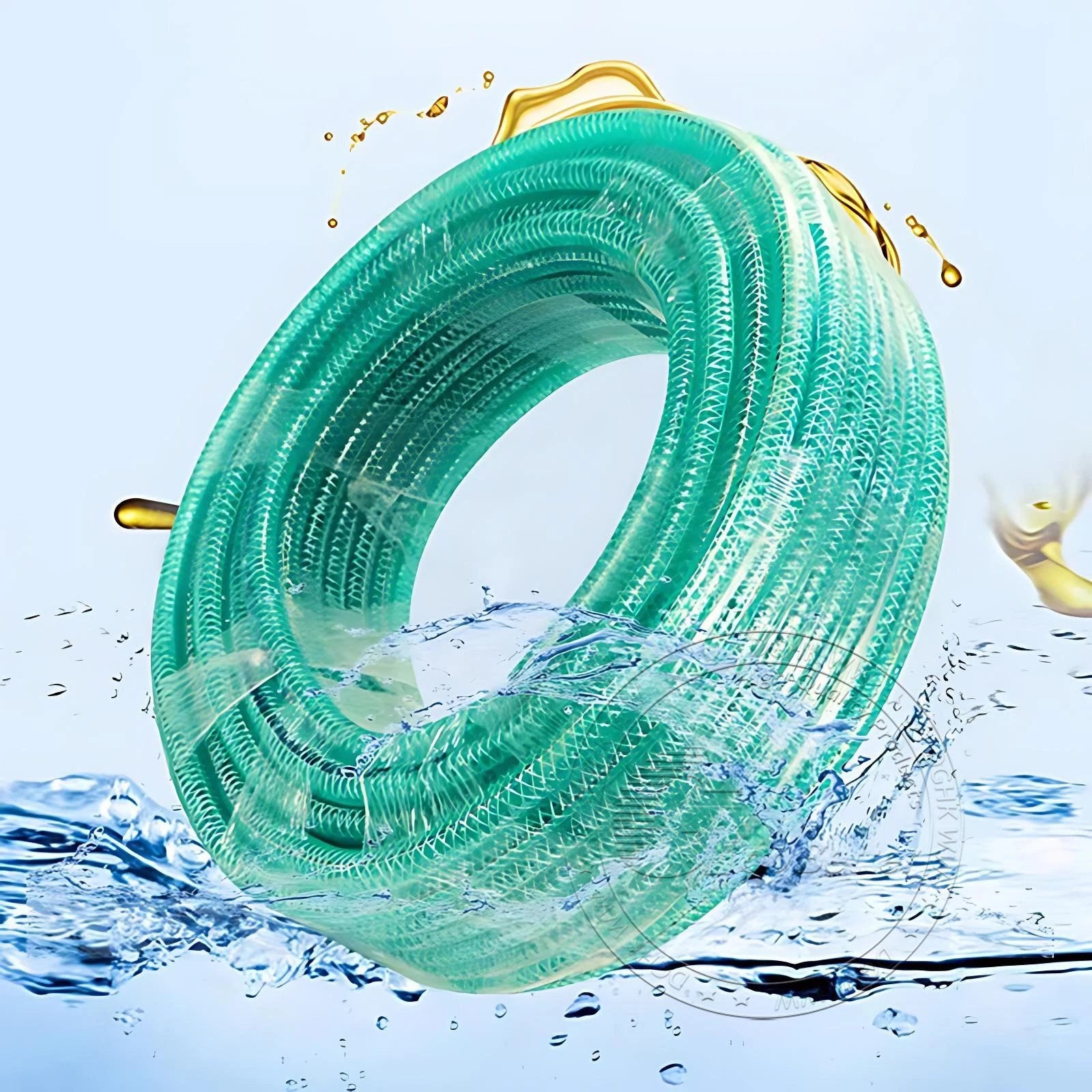 Braided Wire Reinforced Flexible PVC Hose Pipe — Water & Fuel Transfer, Green