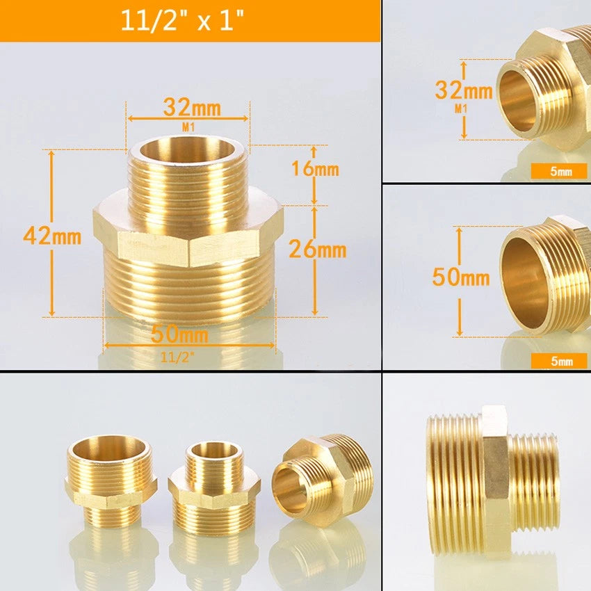 BSP Male Thread Reducer Nipple — Brass Pipe Fitting Connector Adapter