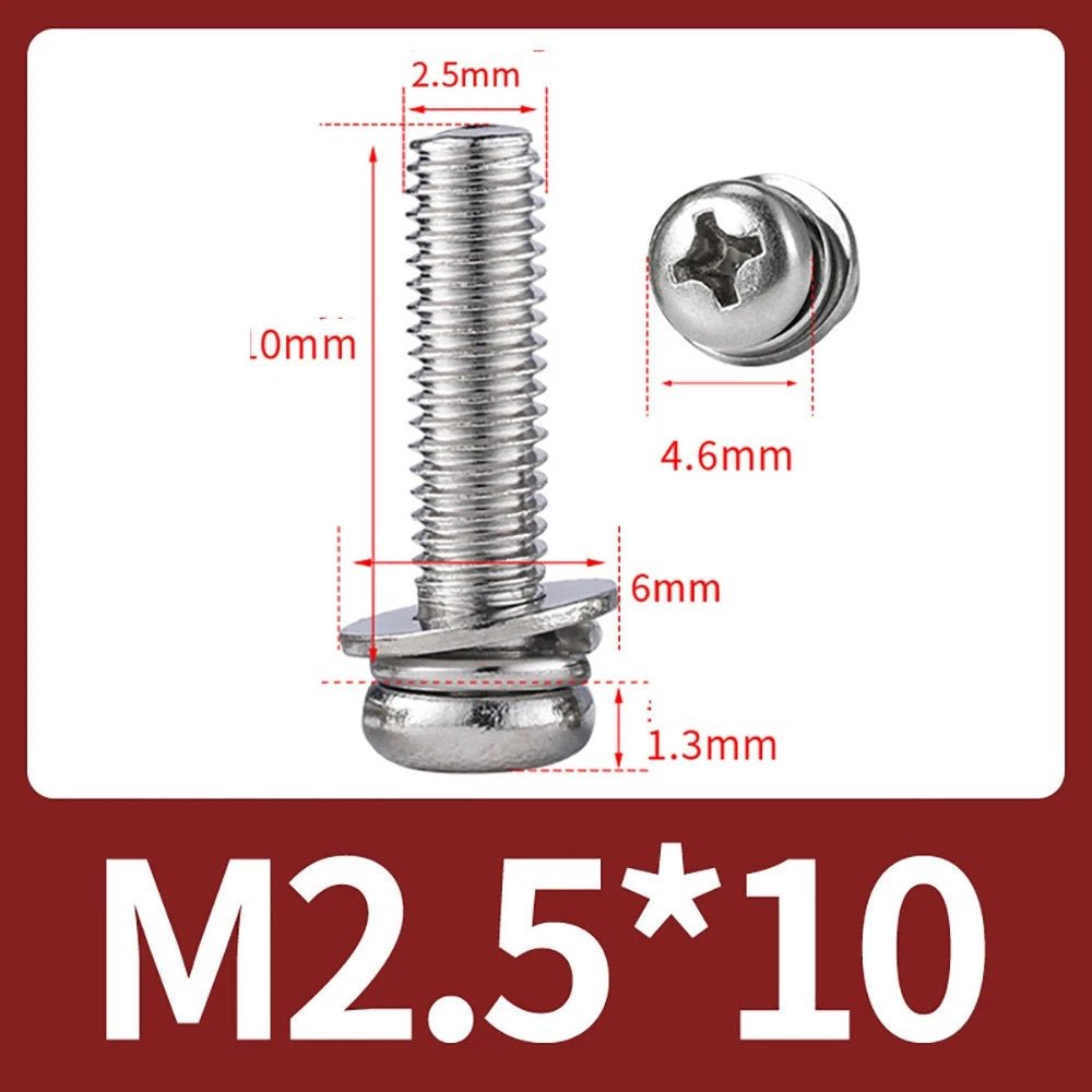 M2–M10 Phillips Button Head Machine Screws — 304 Stainless Steel - HomeDIYer