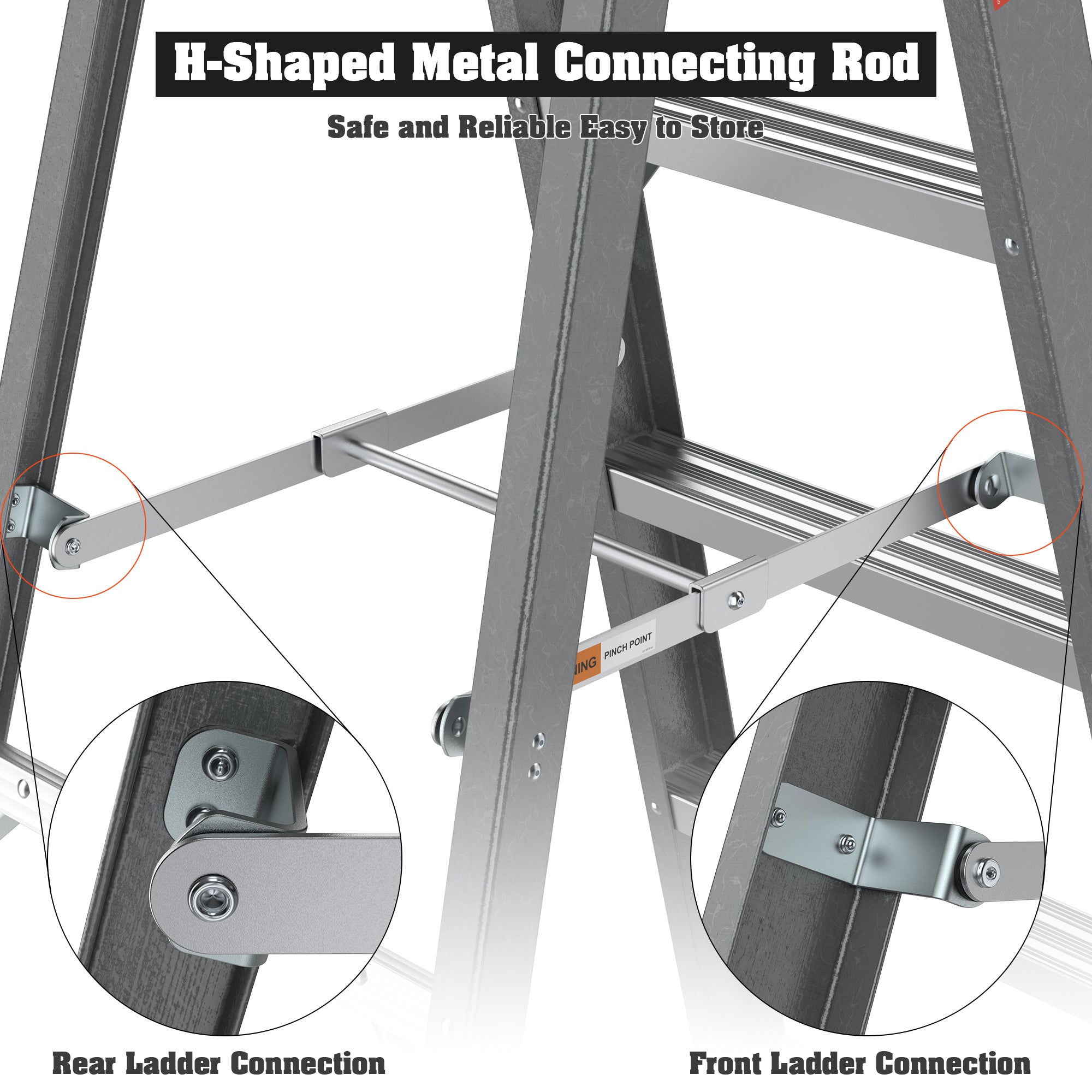 Fiberglass Step Ladder 4-Step 250lbs Gray