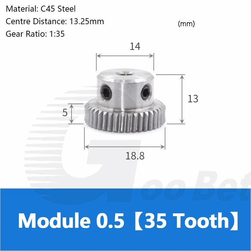 Module 0.5 Metal Worm Shaft Worm Gear Wheel C45 Steel 20/25/30/35/40/50/60 Tooth