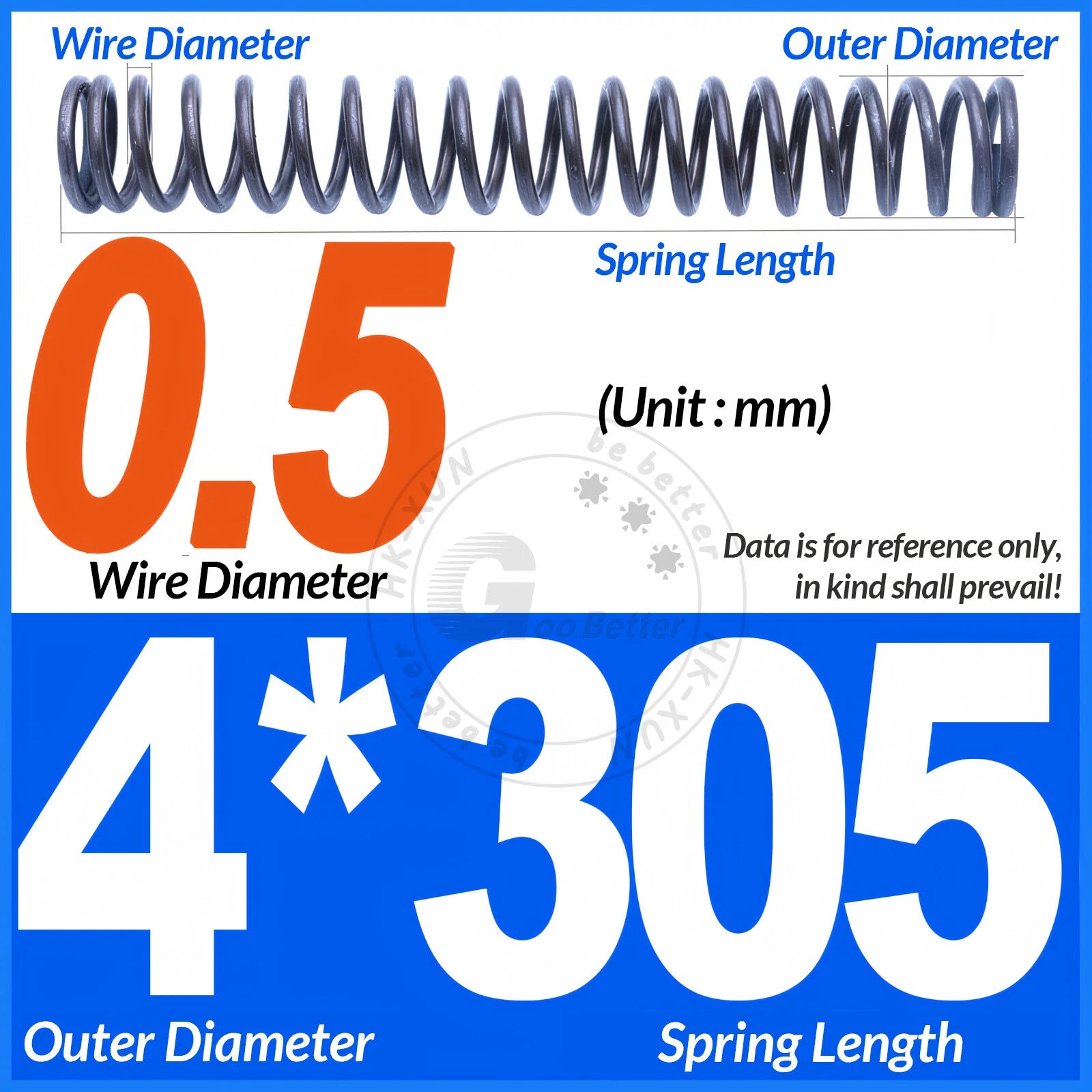 Length 305mm Compression Spring Pressure Springs OD 3-60mm Wire Dia 0.3mm-6.0mm