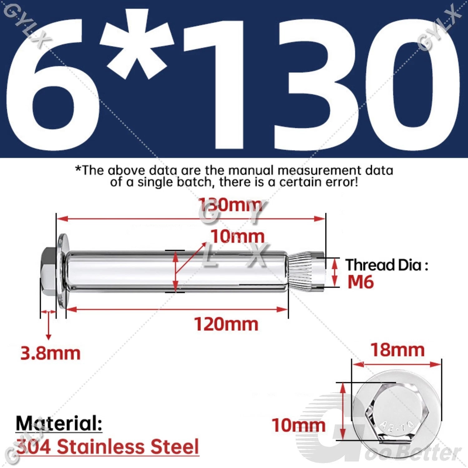 Expansion Anchor Bolts for Masonry — M6 to M16, Stainless Steel & Zinc-Coated