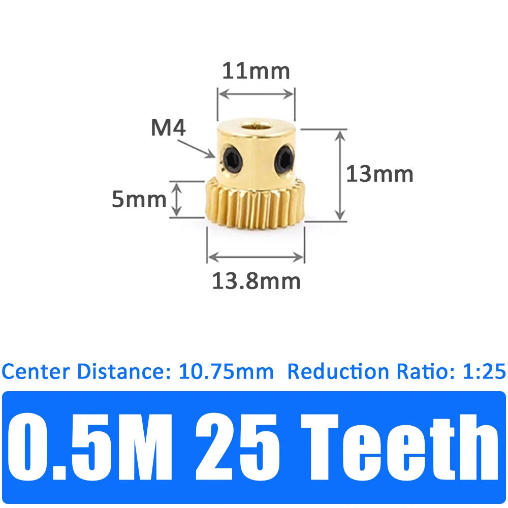 0.5/0.8/1/1.5 Module, 20 to 60 Teeth, Brass Worm Wheel Gear Shaft Hole 4mm-12mm