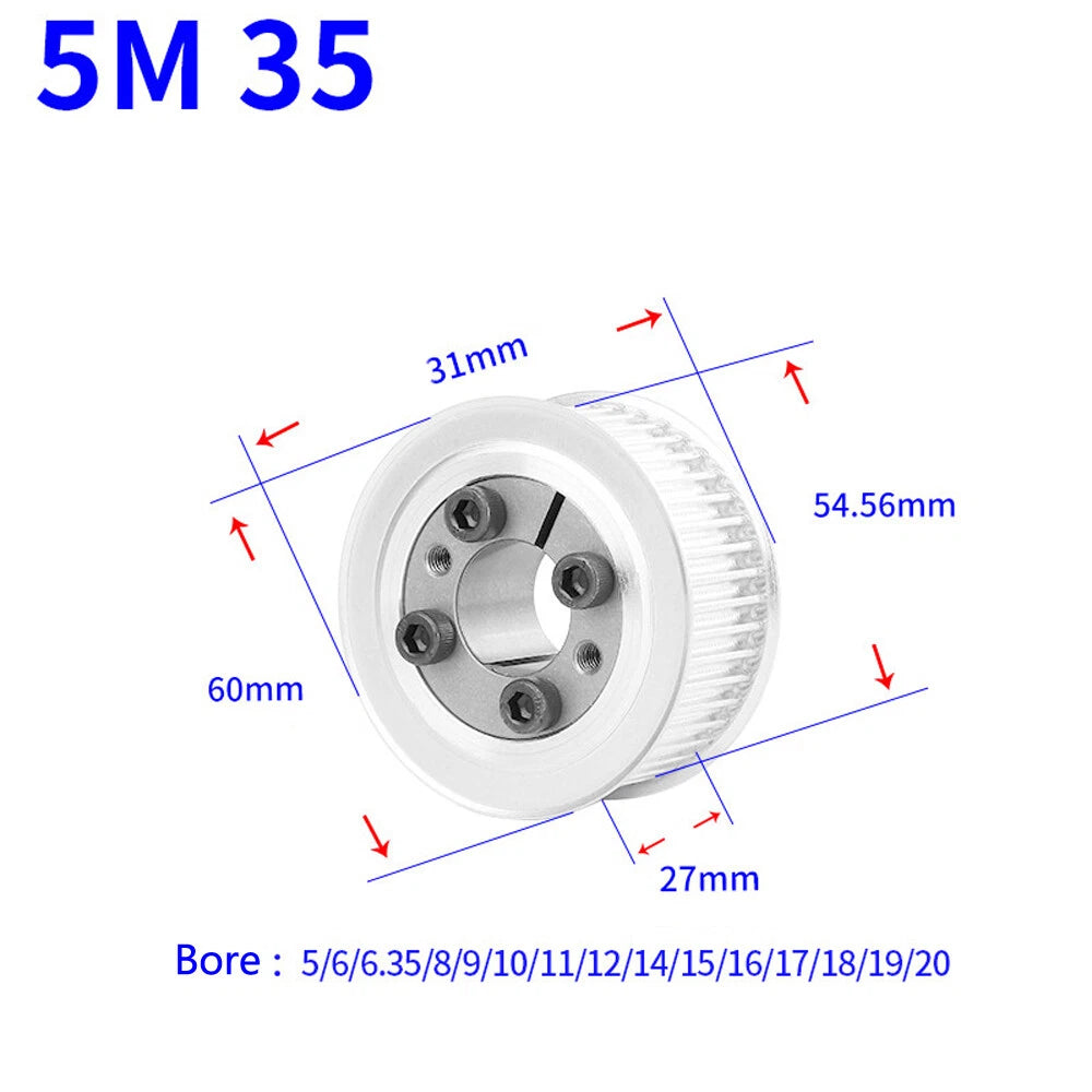 HTD-5M 18T-45T Timing Belt Pulley With Expansion/Tension Sleeve Teeth Width 27mm