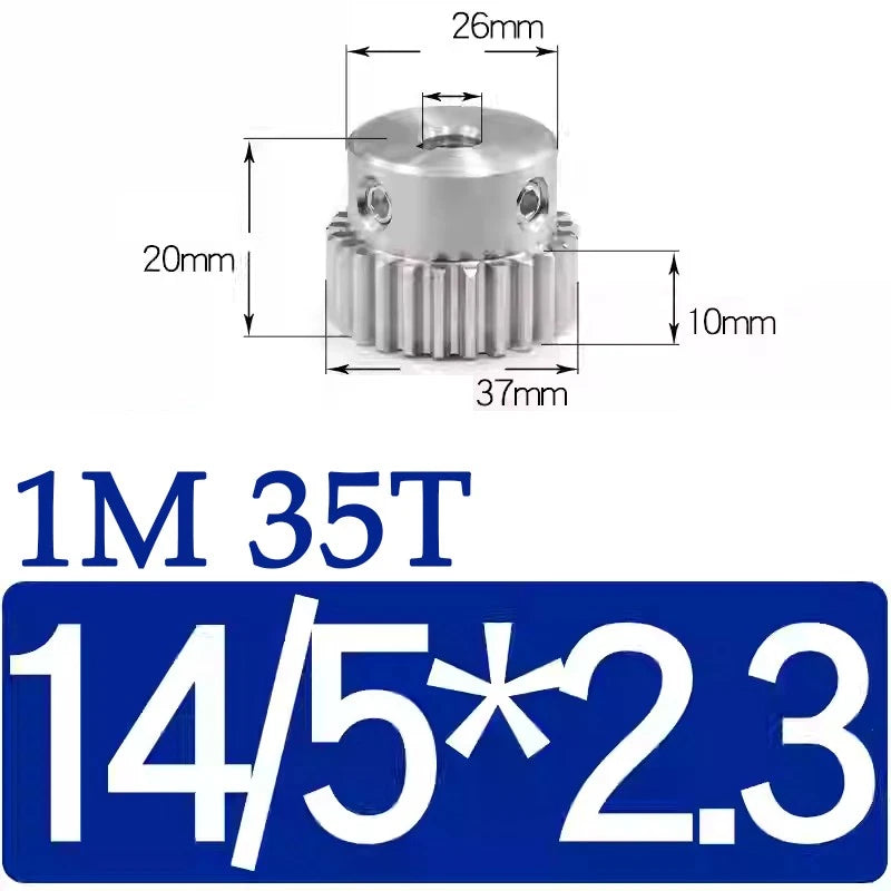 Spur Gears 1M Transmission Gear With Step Stainless Steel Motor Gear 32~50 Teeth