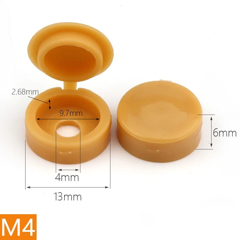 Hinged Screw Cover Caps for M4 M5 Screws – Fold Over Design, Multiple Colors, 50–2000 Pack
