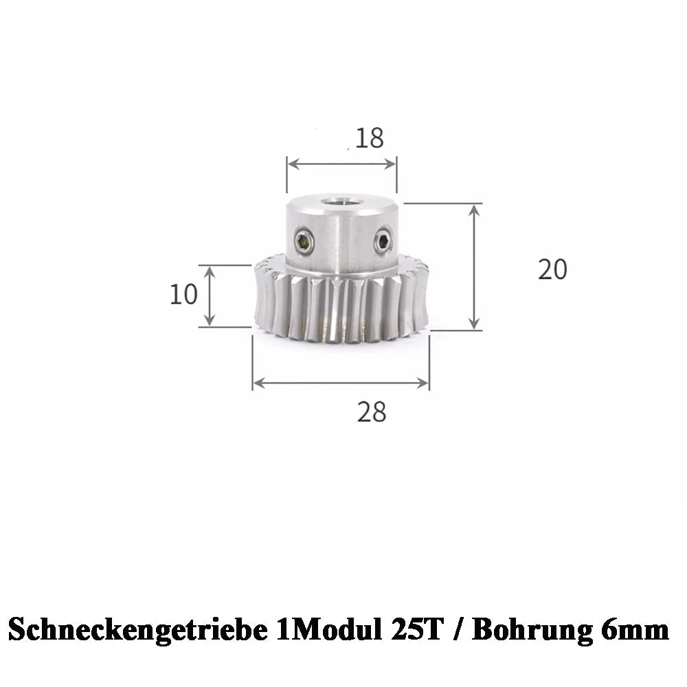 Stainless Steel A2 Module 1 Worm Shaft Worm Gear Wheel 15 to 60 Tooth Precision