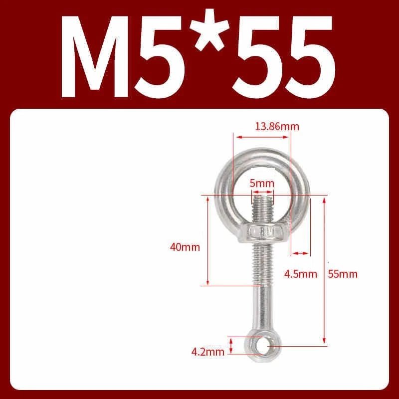 A2 Stainless Steel Eye Bolts with Nut — M5 M6 M8 M10 M12 Threaded Ring Screws - HomeDIYer