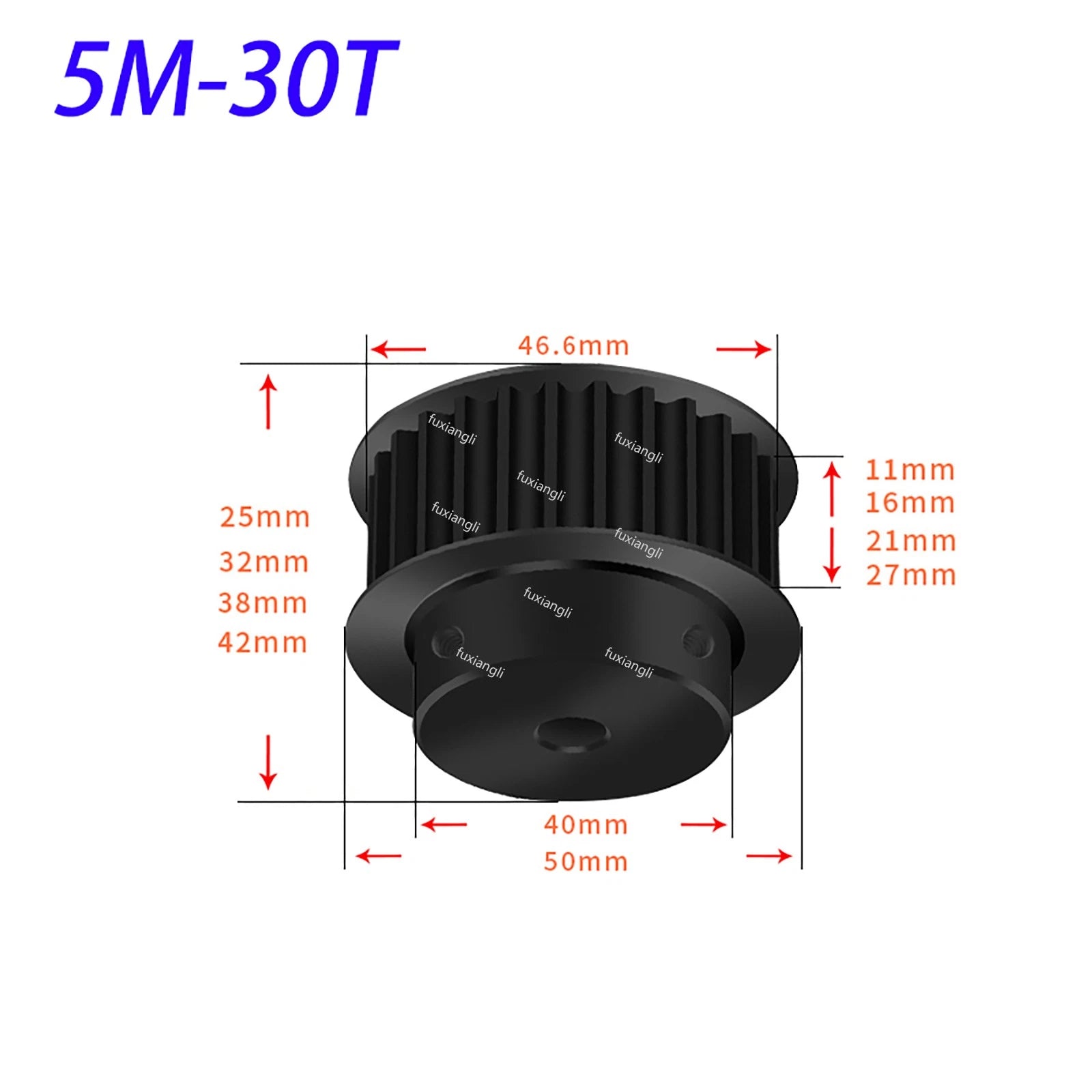 HTD-5M 14-60T Timing Belt Pulley CNC Drive Pitch 5mm Width 27mm BF-type 45#Steel