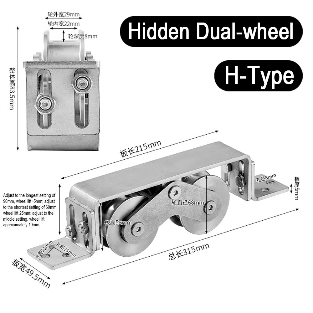 Stainless Steel Pulley Groove 22mm Sliding Door Roller Runner Wheel Track Pulley