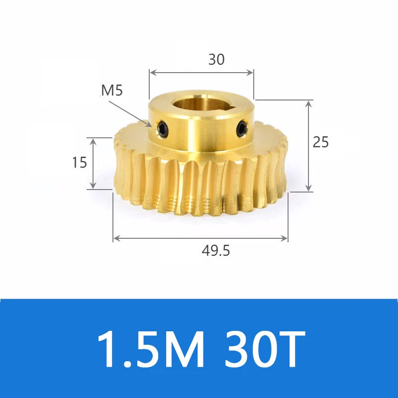 Brass Worm Wheel Gear 1/1.5 Modulus Transmission Gear Worm Rod Worm Gear Shaft
