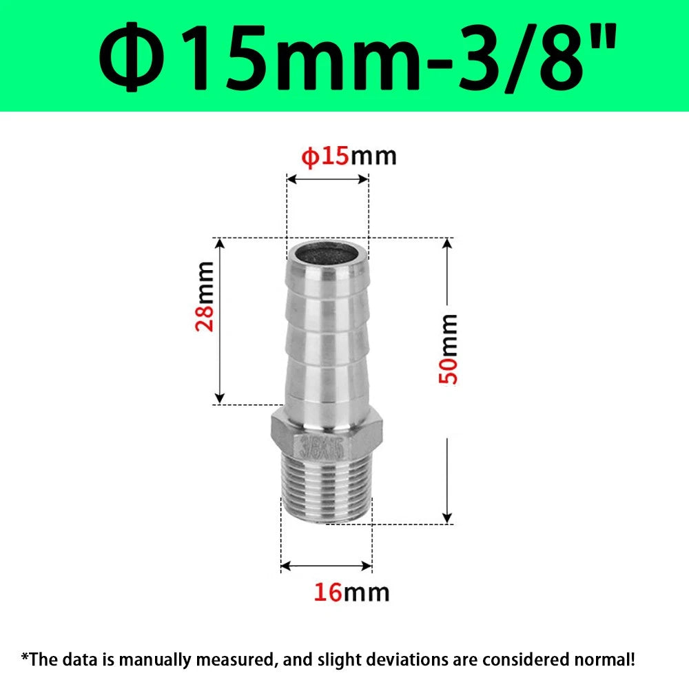 Male NPT Hose Barb Adapter Fittings – 316L Stainless Steel