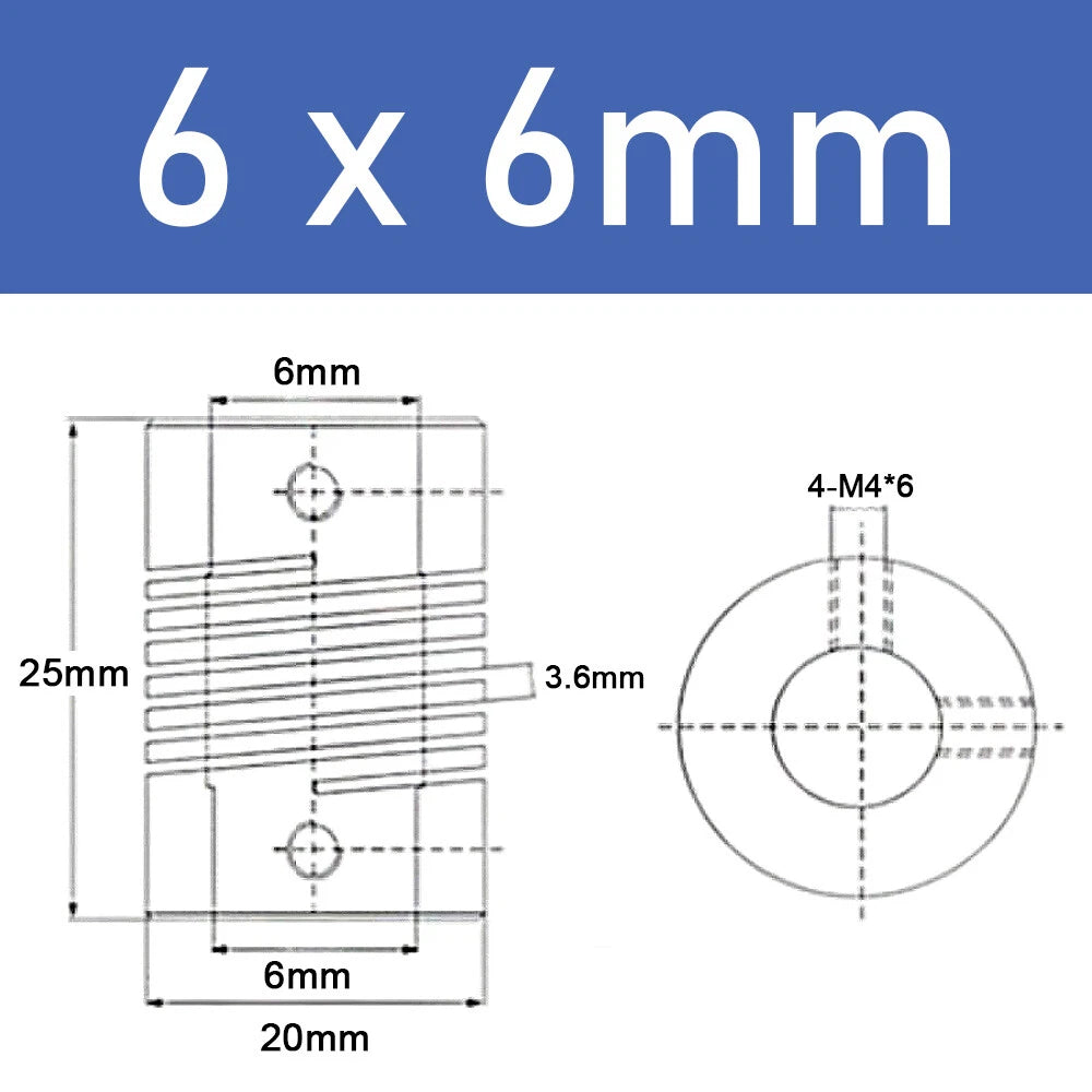 Inner Orifice 5-10mm Flexible Shaft Coupling Rigid Stepper Motor Coupler D20*L25
