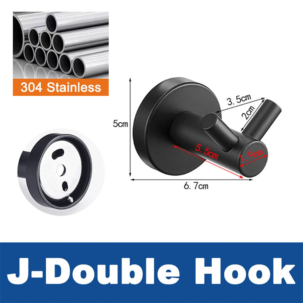 Coat Robe Hooks Stainless Wall Mount Door Hanger Bathroom Towel Black Multi-Type