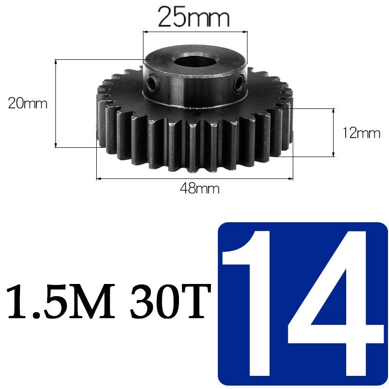 Spur Gears 1.5 Mod Transmission Gear With Step 45#Steel Pinion Motor Gear 30/80T