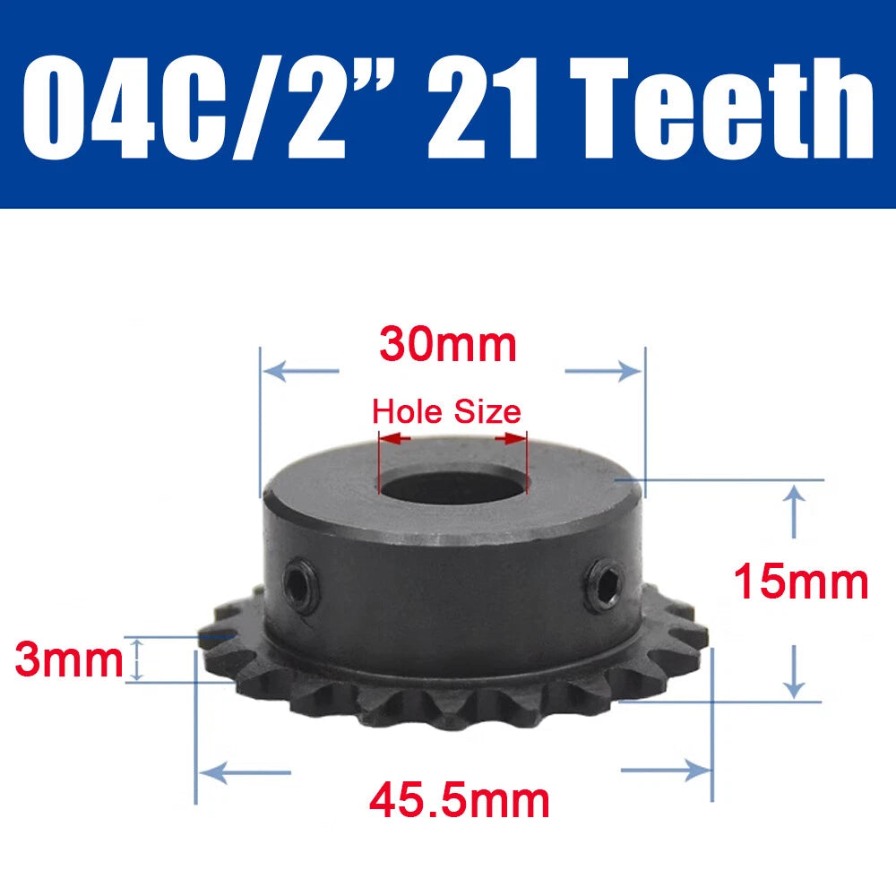 45#Steel Roller Chain Sprocket Wheel 04C Pitch 6.35mm 21~26 Teeth Bore 8~25mm