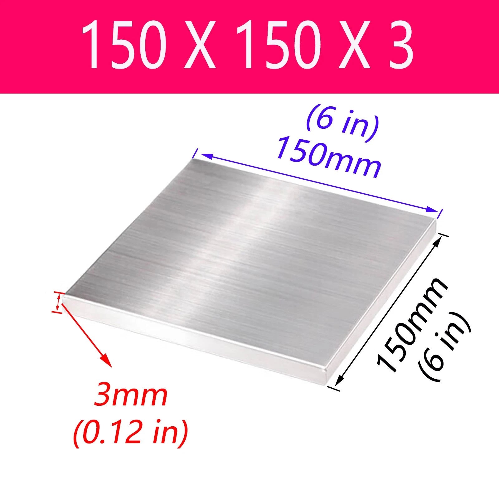 Stainless Steel Sheet Bright Polish 3mm Thick Many Size Grade A2 304 L50-450mm