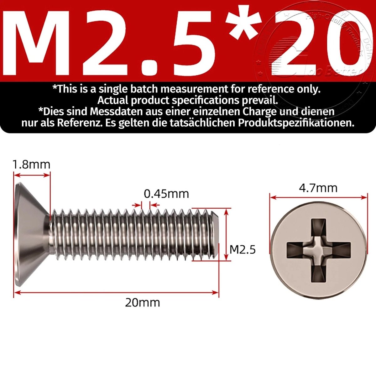 Titanium Phillips Flat Head Machine Screws — GR2 Countersunk, M2 to M8 - HomeDIYer