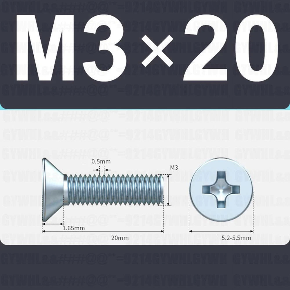 M3–M12 Zinc Plated Phillips Countersunk Machine Screws DIN 965 | Flat Head Bolts