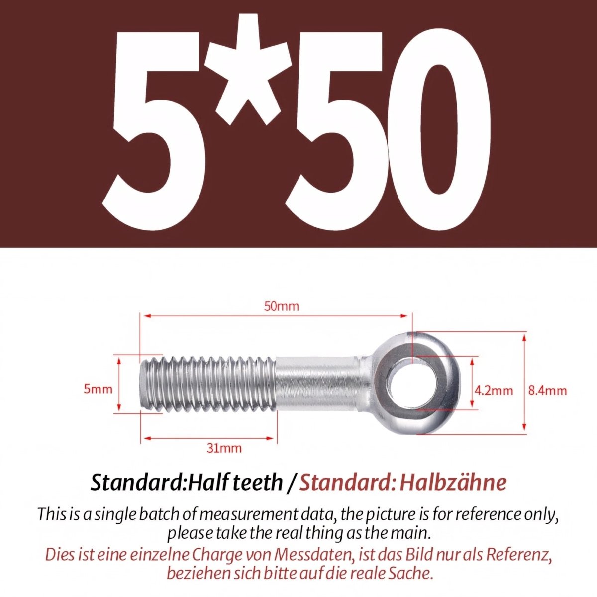 M5 M6 Stainless Steel Eye Bolts — A2 304 Threaded Ring Eyelet Screws for Catenary Wire & Hanging - HomeDIYer
