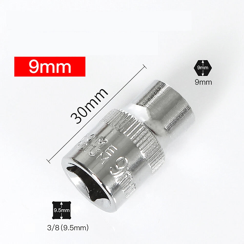 3/8" 6mm-24mm Hex Socket Drive Screwdriver Drill Set Ratchet Wrench Adapter Rod