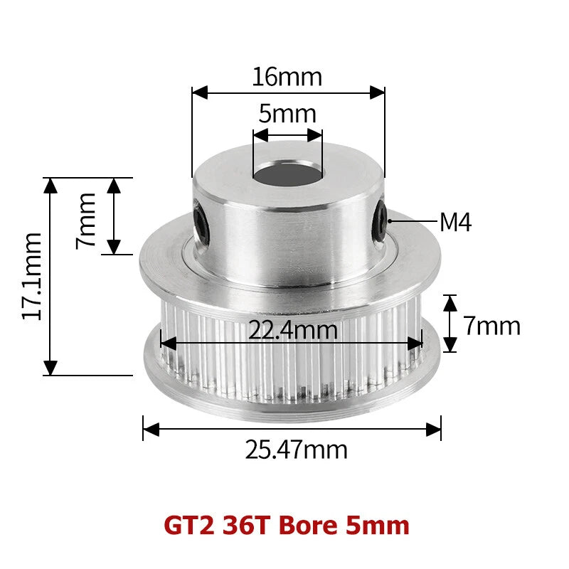 2GT 16T-40T Timing Belt Pulley Synchronous Aluminium 3D Printer Extruder Gear
