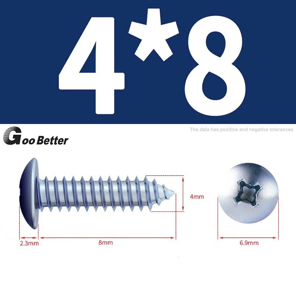 M3 M4 M5 M6 Pan Head Self Tapping Screws – Zinc Plated Carbon Steel