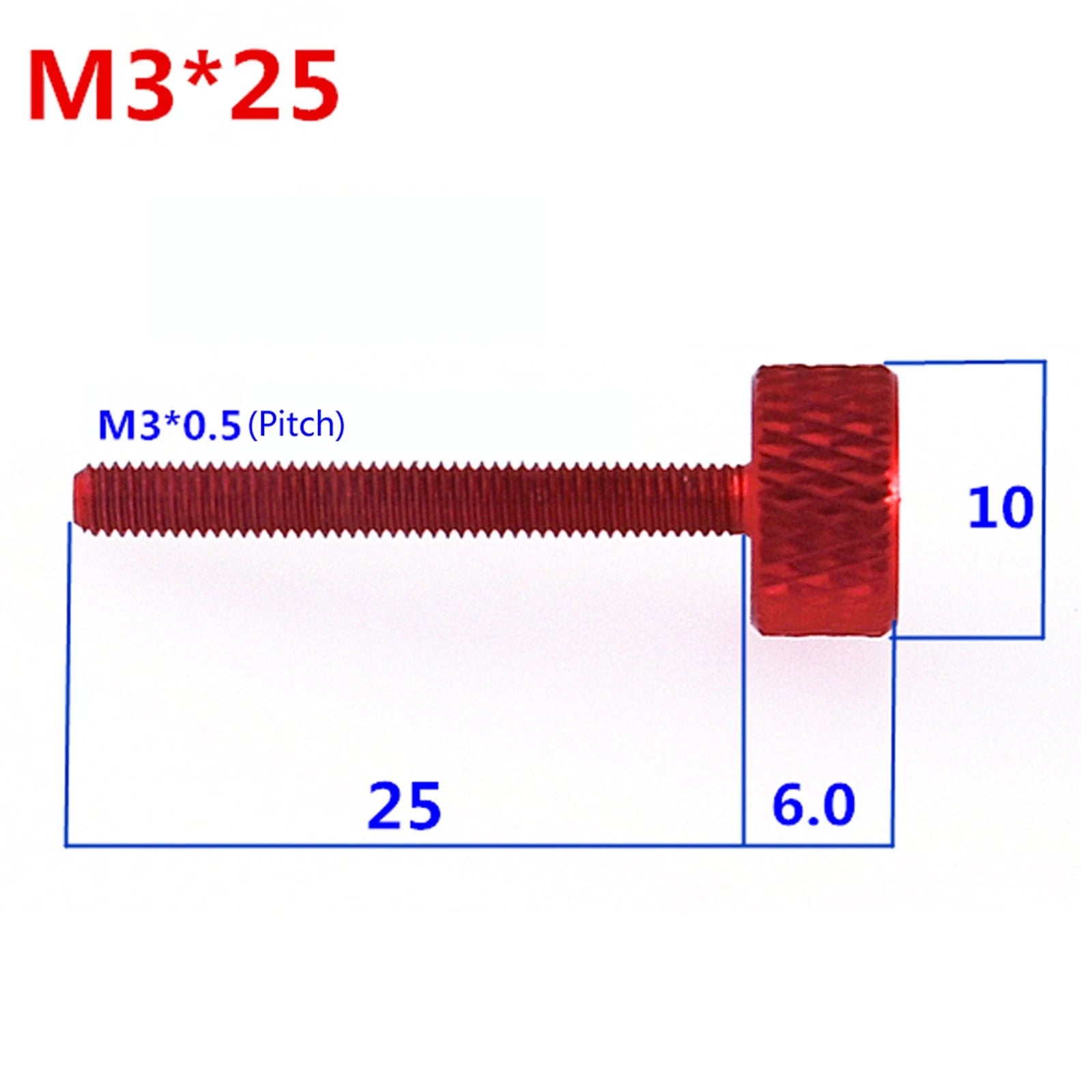 M3 Knurled Thumb Screws – Aluminum Alloy, Anodized Colors, M3×5mm to M3×50mm