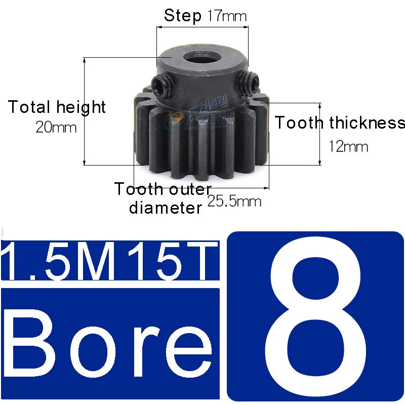 1.5Mod 45# Steel Spur Gears 10-150T Pinion Gear With Step Motor Gear Bore 5-25mm