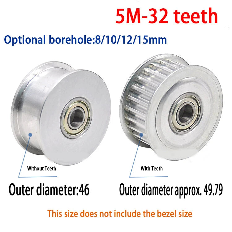 HTD 5M 3mm - 15mm Bore Timing Belt Idler Pulley 12T - 35T Tooth & Toothless