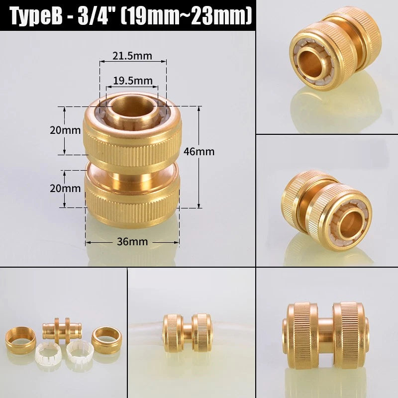 Water Stop Copper Quick Connect Hose Fitting — Male Thread Garden Tap Snap-On Connector