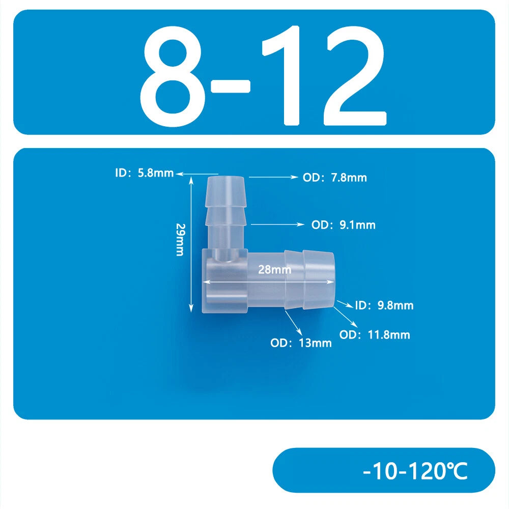 L-Shaped Reducer Elbow Hose Connector — Plastic Tube Fitting for Air & Water Lines