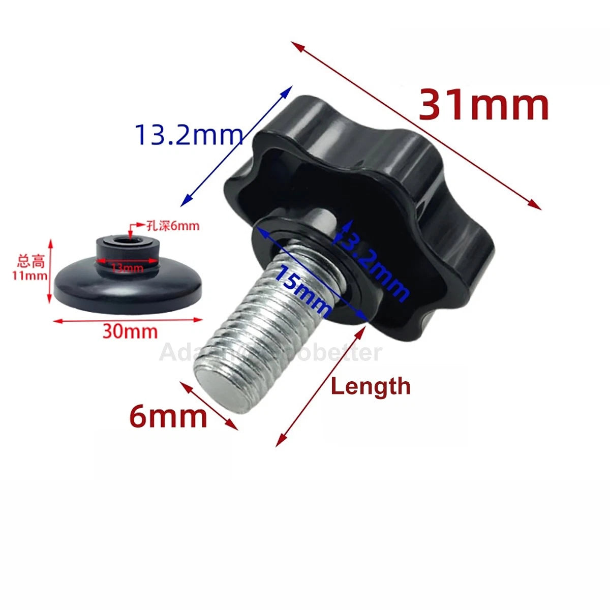 M6 M8 M10 Thumb Screws Hexalobular Star Disc Pressure Plate Hand Grip Knob Bolts