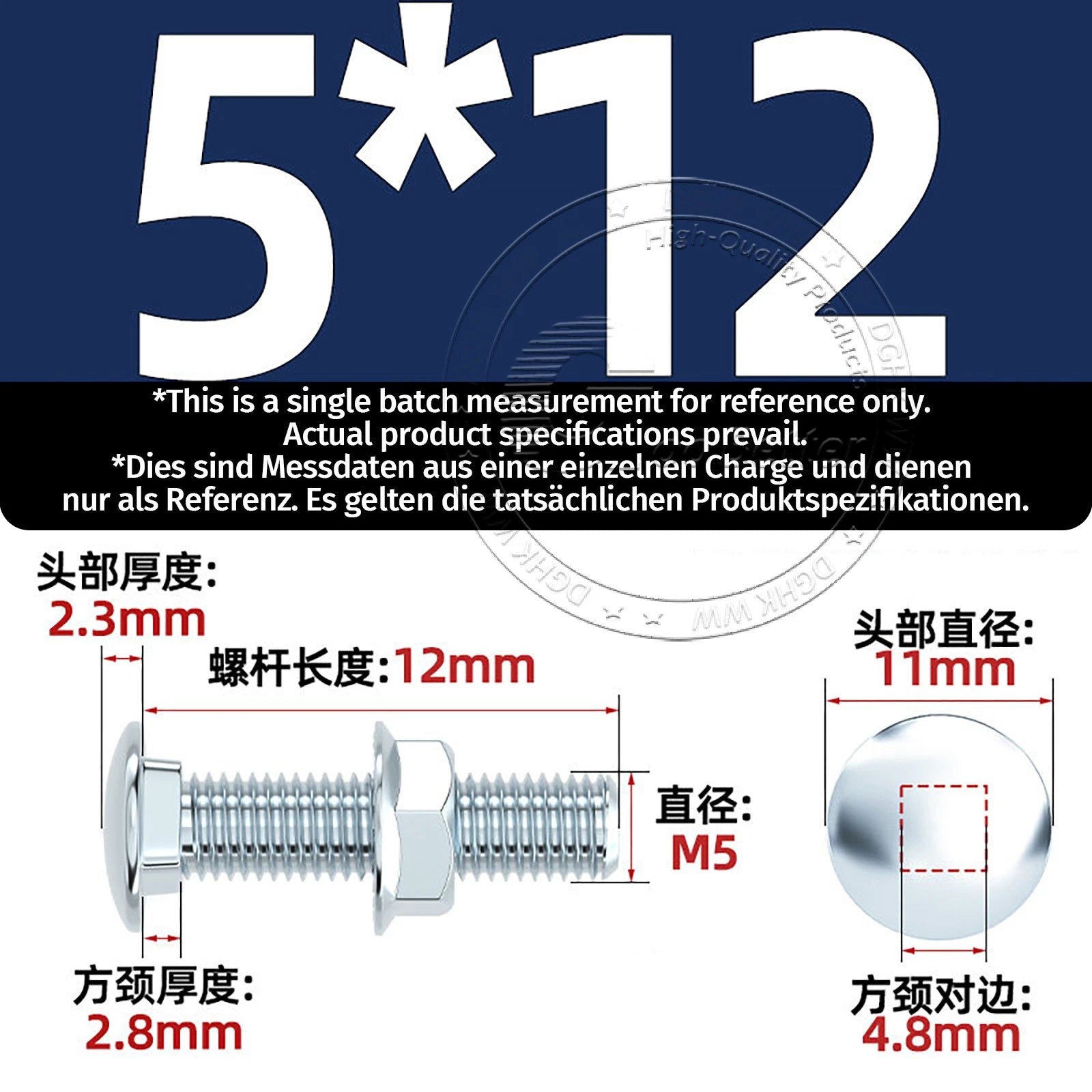 M4–M12 Cup Square Carriage Bolts with Hex Full Nuts | Zinc Plated | Sets of 2–50