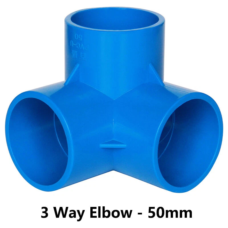 PVC 3 4 5 6-Way Elbow Connector Coupling Pipe Fittings Dia 20 25 32 40 50mm Blue