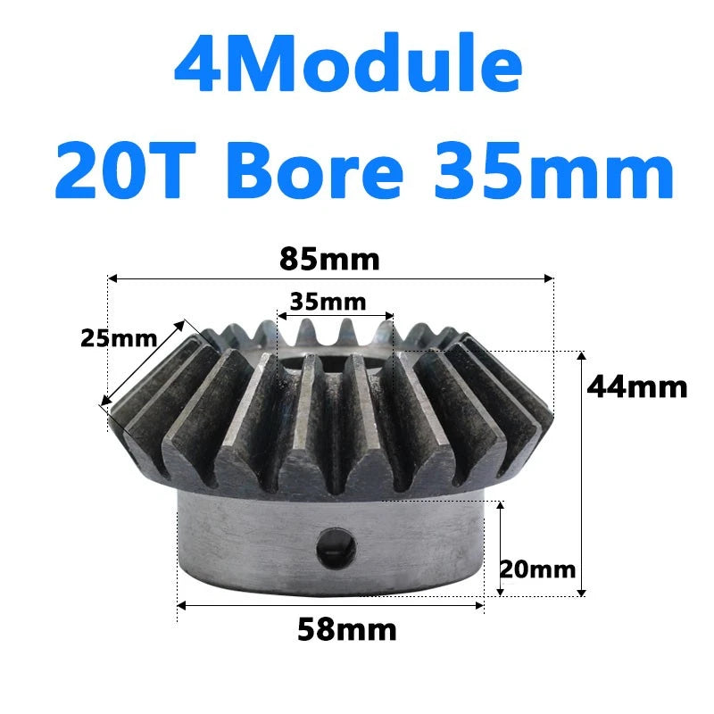 Bevel Gear 4 Module Ratio 1:1 Teeth 20 Bore Dia 20mm 22mm 24mm 25mm 28mm - 40mm